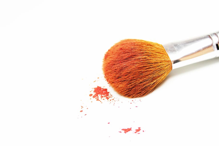 orange makeup brush, makeup, brush, orange, isolated, beauty, woman, cosmetics, beauty Product, make-up
