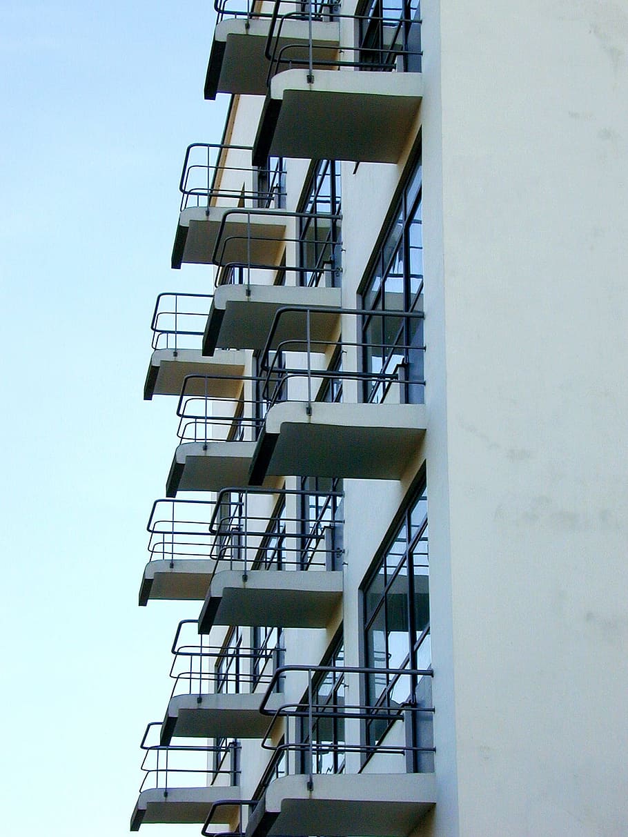 Studio Building, Bauhaus, Balcony, gropius, dessau, architecture, germany, building, staircase, steps