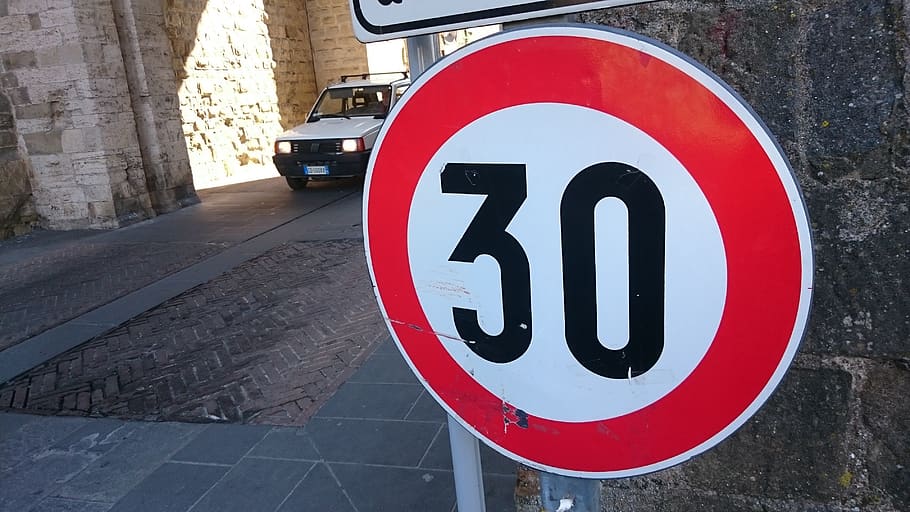 speed, limit, roadsign, car, street, sign, symbol, slow, number, driving
