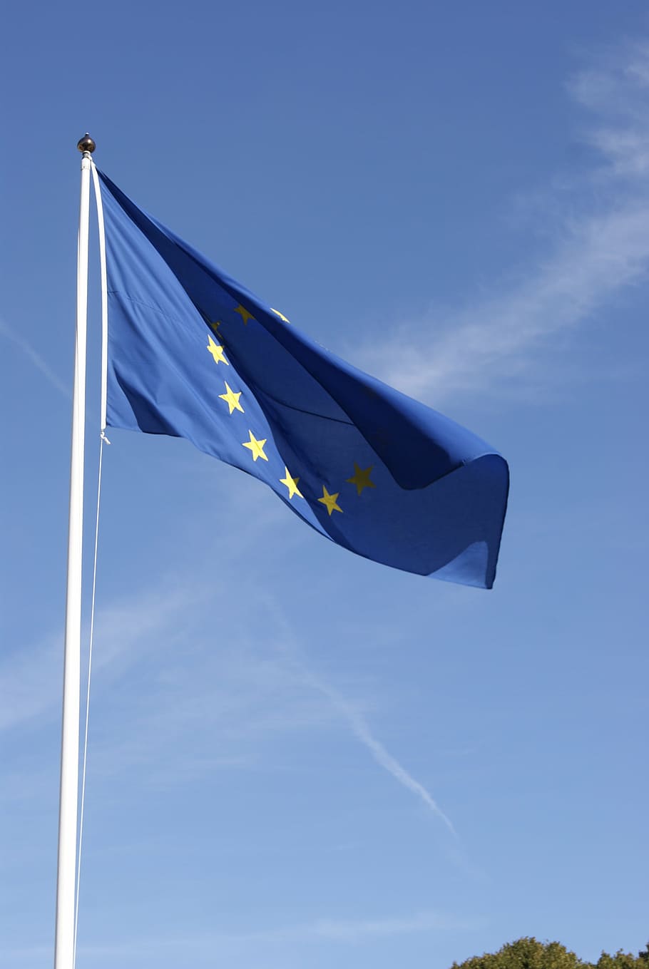 ue, bandera, europea, unión, banderas internacionales, cielo, azul, viento, ambiente, vista de ángulo bajo