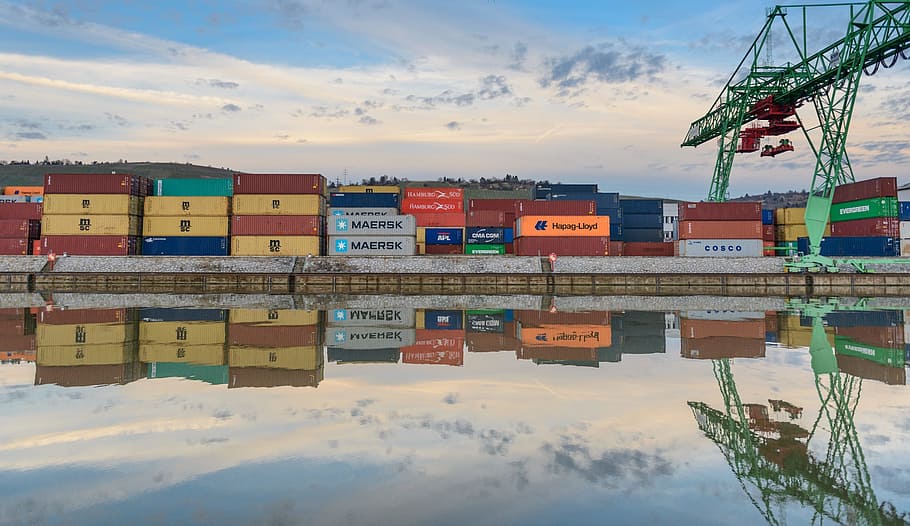 Container, Port, Container Terminal, container, port, container gantry crane, container platform, handling goods, container handling, neckar, stuttgart