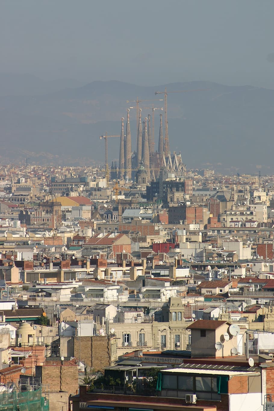 edificios de gran altura, tejados, ciudad, vista, horizonte, urbano, paisaje urbano, barcelona, ​​sagrada familia, españa