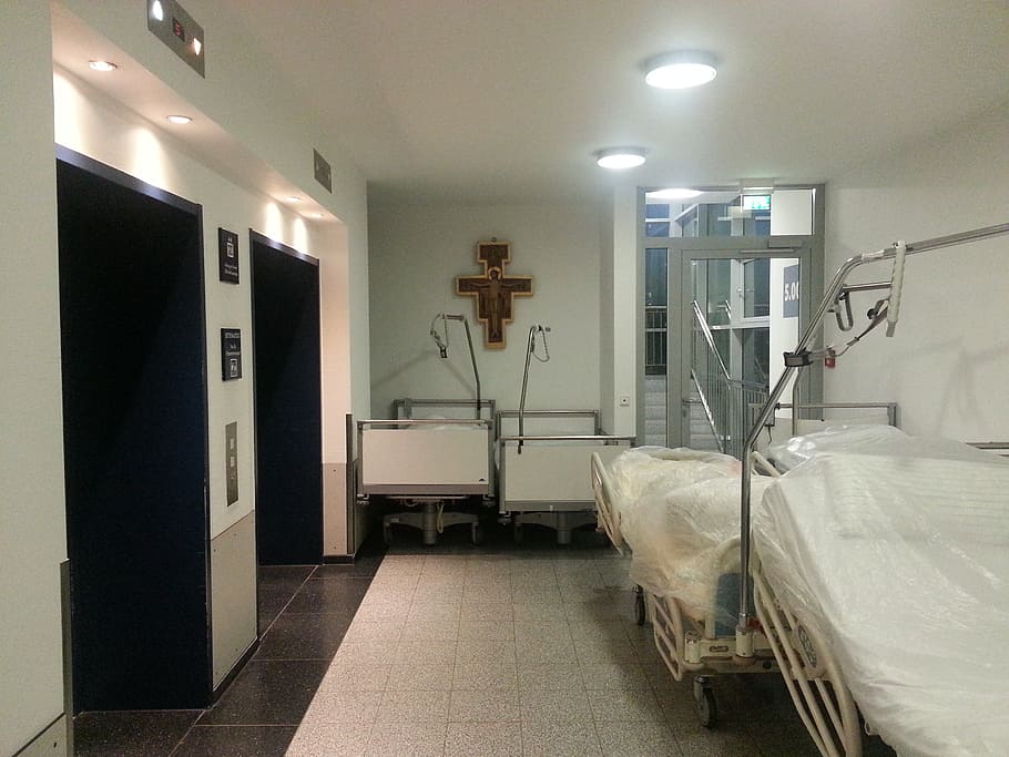 empty hospital beds, hospital, ill, bedside, disease, deliver, beds, isolation, lonely, waste