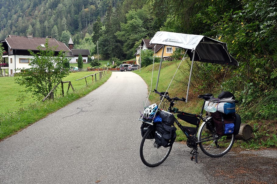 bike, the invention, peak, raincoat, protection, umbrella, travel, tourism, rain, the alps