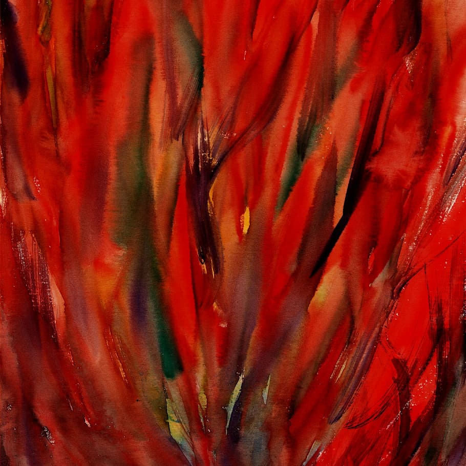 flame, fire, inflamed, square, painting, watercolor, abstract, texture, red, table abstract