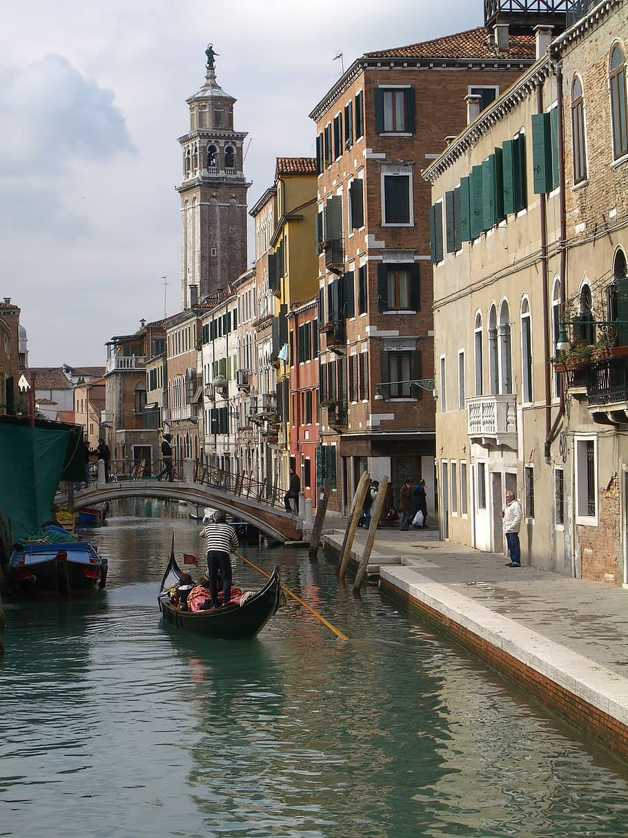 Venice, Channel, Italy, Water, gondola - traditional boat, canal, gondolier, building exterior, travel destinations, architecture