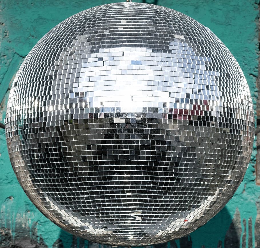 bola, discoteca, reflexão, festa, espelhamento, boate, brilho, bola de discoteca, close-up, metal