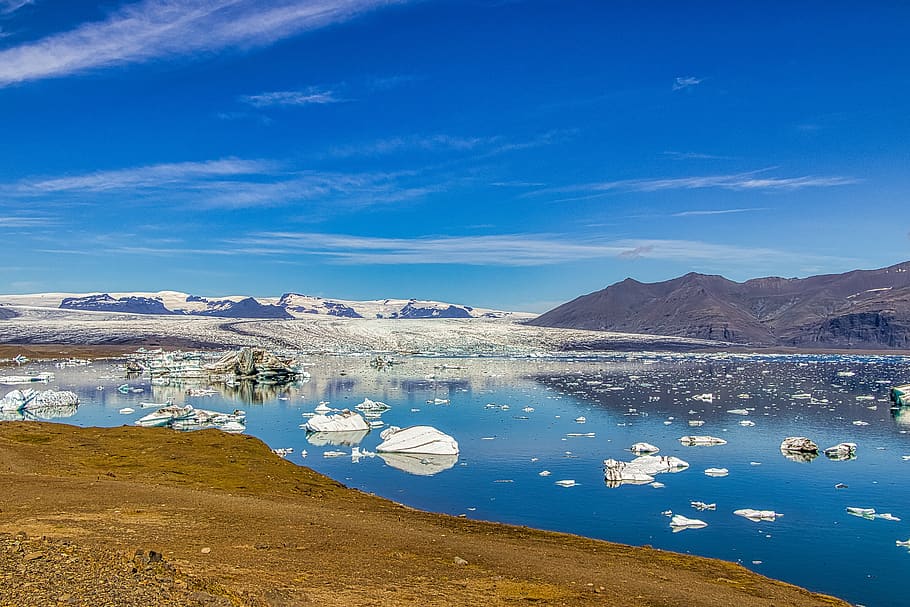 islandia, el glaciar, hielo, paisaje, frío, naturaleza, agua, montañas, congelado, nubes