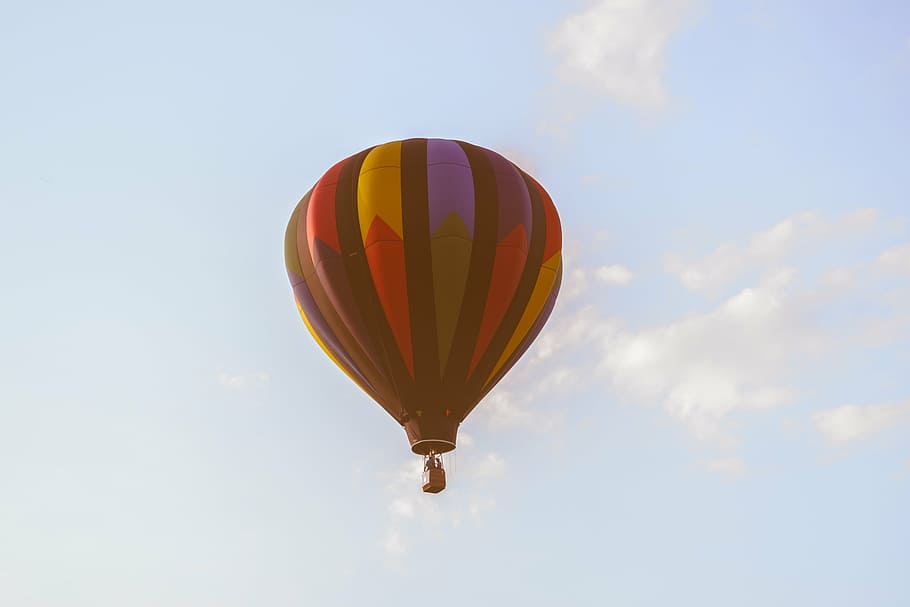 multicolored, hot, air balloon, floating, air, balloon, daytime, still, items, things