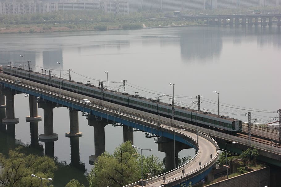 República da Coréia, Trem, Metrô, estrada de ferro, transporte, metrô da coreia do sul, motores elétricos, ponte, pendulares, ponte - estrutura feita pelo homem