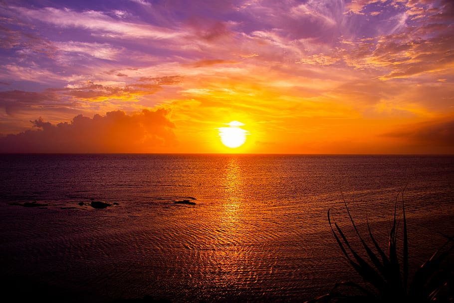 calm, body, water, golden, hour, japan, sunset, landscape, sea, sunset in japan japan