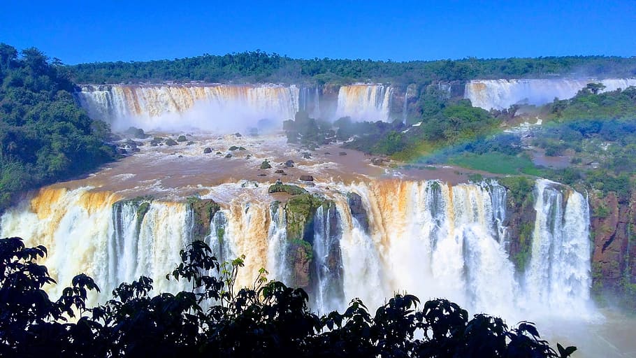 iguazu falls, natural, body of water, landscape, nature, waterfall, outdoors, widescreen, trip, sky