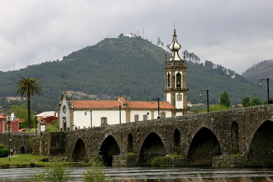 architecture, travel, bridge, river, building, ponte de lima, portugal, built structure, building exterior, water