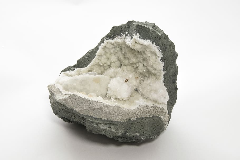 pierre, geology, isolated form, roche, white background, mineral, studio shot, solid, close-up, indoors