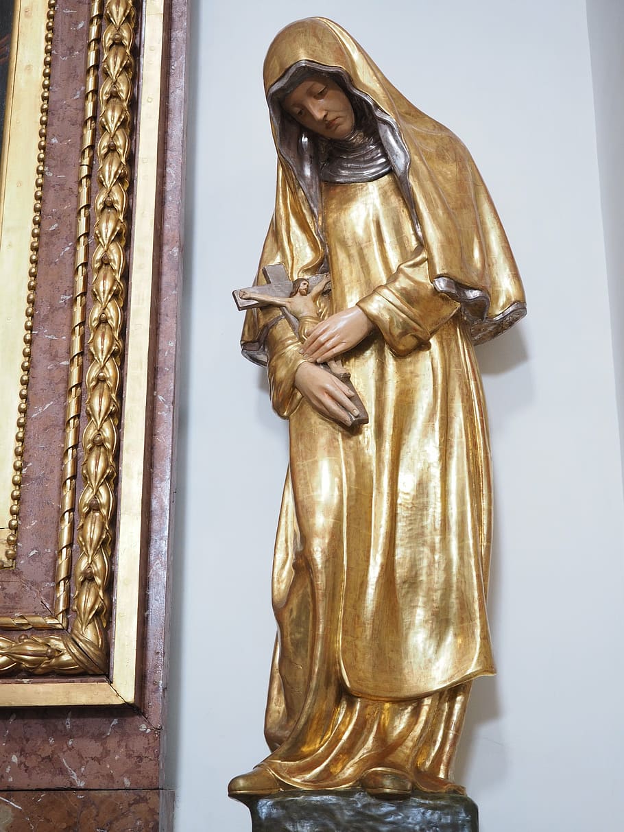 virgin mary, golden, figure, jesus, maria, st ursus cathedral, nave, cathedral, solothurn, cathedral of st urs und viktor