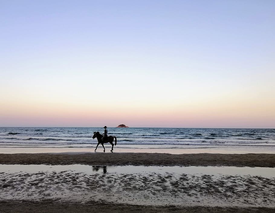hua hin, he tao, nature, sea, beach, sunset, horse riding, tourism, sky, summer