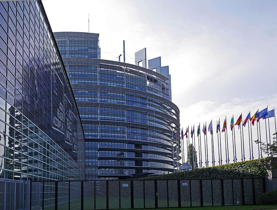 Parlamento Europeo, Estrasburgo, arquitectura, UE, Unión Europea, Francia, Alsacia, edificio, rotonda, ciudad europea