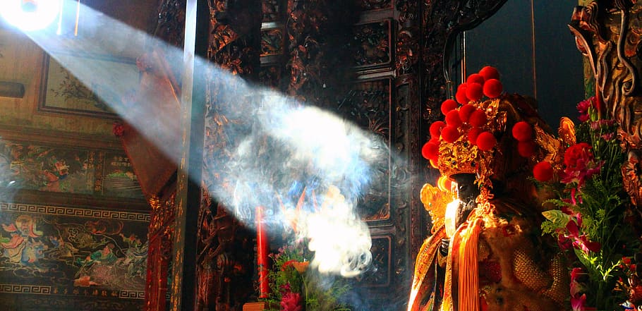 Mitos, Budaya Tiongkok, Kuil, Sunray, cahaya, gereja, asap, agama, budaya, doa