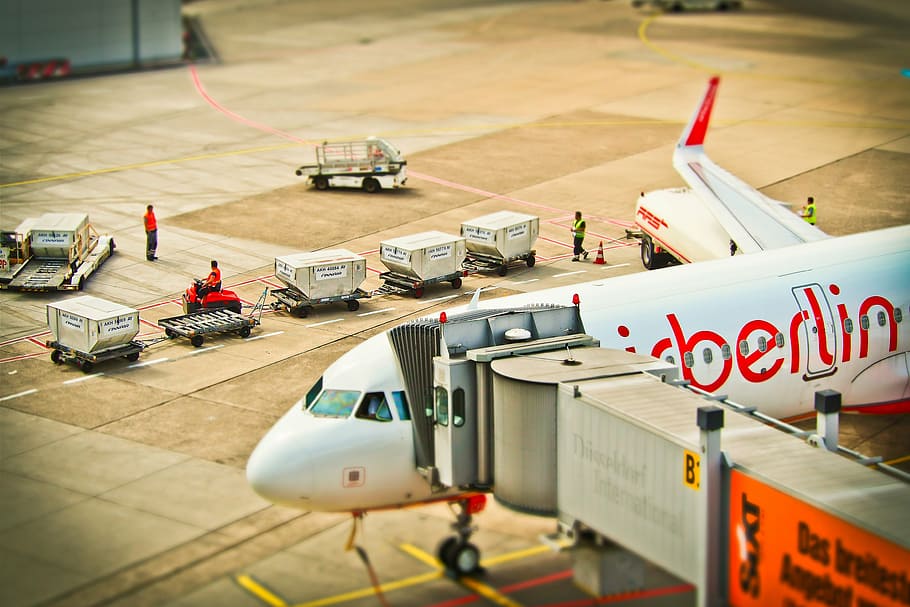 aerial, view photography, airberlin airplane, aircraft, airport, departure, travel, transport, passenger, fly