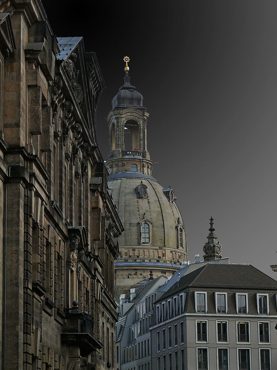 frauenkirche, dresden, frauenkirche dresden, gereja, saksoni, arsitektur, historis, neumarkt, bangunan, pasar