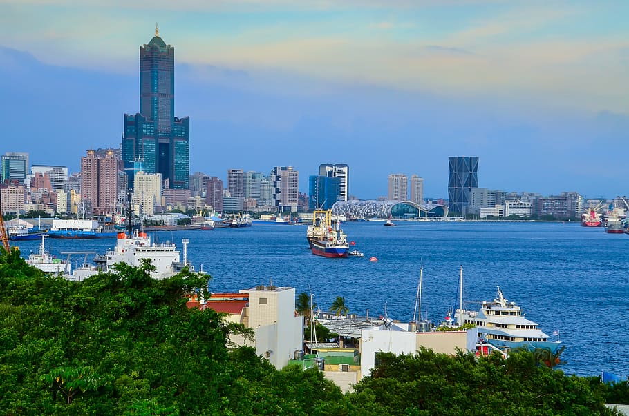new york cityscape, Kaohsiung, Harbor, Ferry Terminal, kaohsiung, harbor, 85 building, ship, architecture, building exterior, built structure
