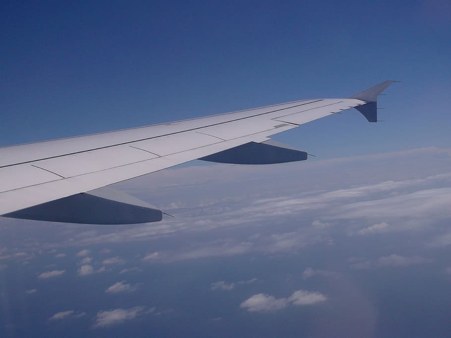 avión, ala, ventana de avión, cielo, transporte, vehículo aéreo, volador, ala de avión, nube - cielo, modo de transporte