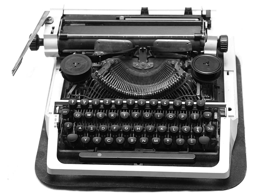 gris, negro, Máquina de escribir, Viejo, Retro, Vintage, antiguo, tipo, máquina, escribir