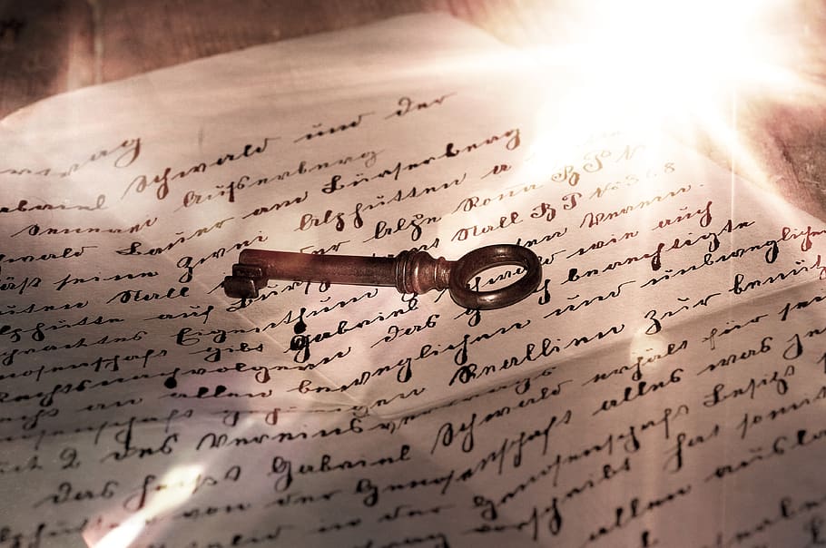 letters, handwriting, old, font, antique, key, text, communication, paper, close-up