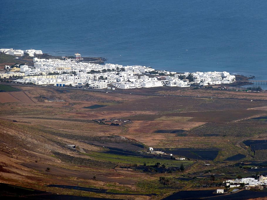 lanzarote, canary islands, landscape, nature, spain, mountain, home, white, volcano, volcanic