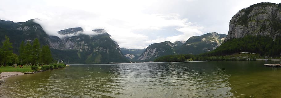 hallstätter see, lake, hallstatt, obertraun, austria, panorama, alpine, water, scenics - nature, mountain