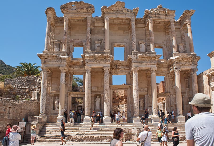 library of celsus, ancient, roman, building, ephesus, anatolia, selçuk, turkey, library, celsus ephesus