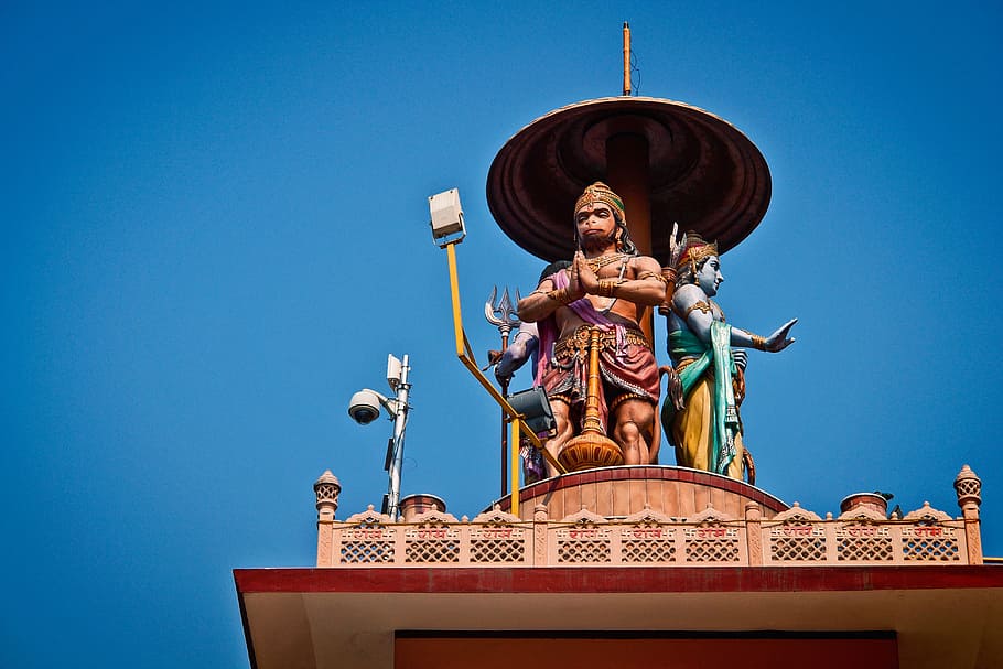hanuman, monkey, god, hinduism, religion, sculpture, statue, traditional, avatar, ramayana