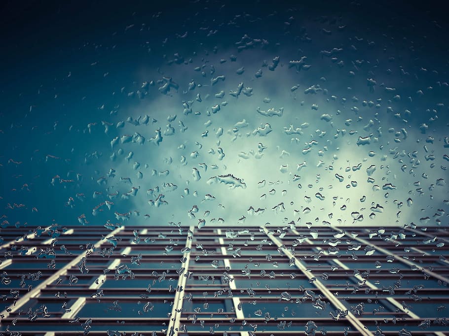 hujan, rintik hujan, arsitektur, setetes air, menitik, air, cuaca, tutup, jatuhkan-lari, panel jendela