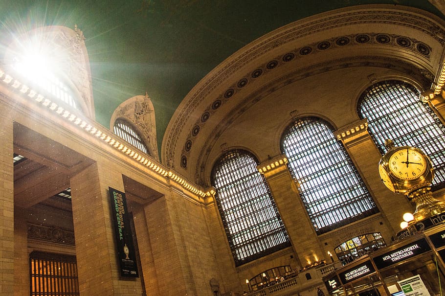 Grand Central Station, Nueva York, transporte, viajes, construcción, arquitectura, luz solar, estructura construida, vista de ángulo bajo, arco