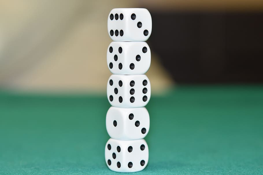 games dice, column of dice, cube, statistics, dice black and white color, numbers, black dots, poker, games, random