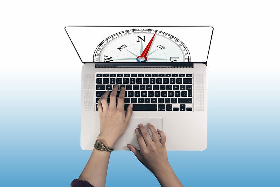 person typing, macbook, pro, compass, orientation, direction, laptop, notebook, computer, internet