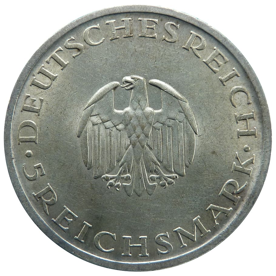 reichsmark, lessing, república de weimar, moeda, dinheiro, numismática, comemorativa, financeiro, fundo branco, tiro do estúdio