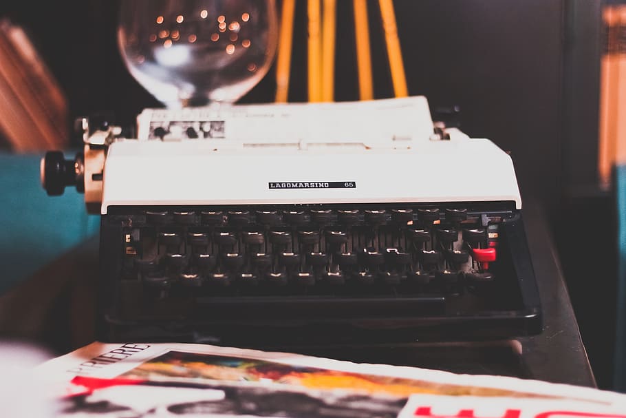 close, white, black, typewriter, typing, retro, vintage, type, old, communication