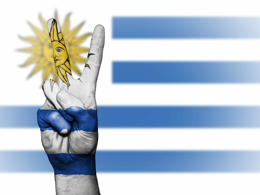 uruguay, paz, mano, nación, fondo, bandera, colores, país, icono, nacional