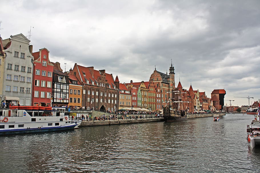 gdansk, poland, tourism, city, tourists, journey, quay, travel, building, architecture
