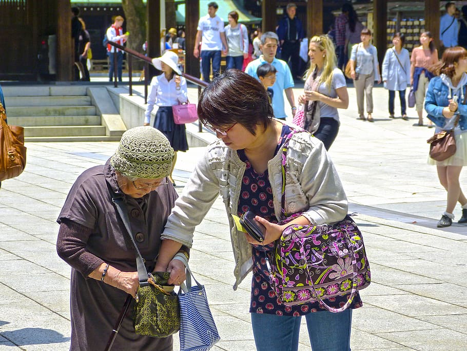 japan, japanese, people, tokyo, tourists, harajuku, old lady, cultures, street, real people
