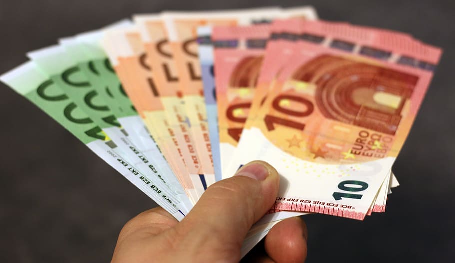 вентилятор, банкноты, рука, деньги, банкнота, евро, валюта, бумажные деньги, счет, 50 евро
