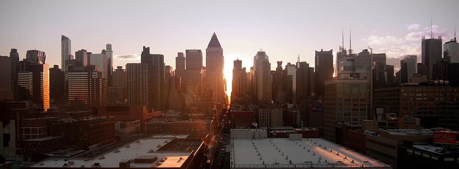 New York, Skyline, Skyscraper, Sunrise, metropolis, nyc, urban, manhattan, urban Skyline, cityscape