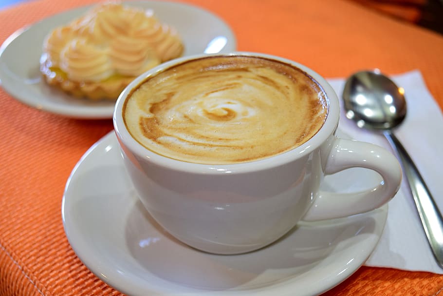 cappuccino, di dalam, putih, cangkir teh, kopi, cangkir, gula, secangkir kopi, cangkir kopi, minuman
