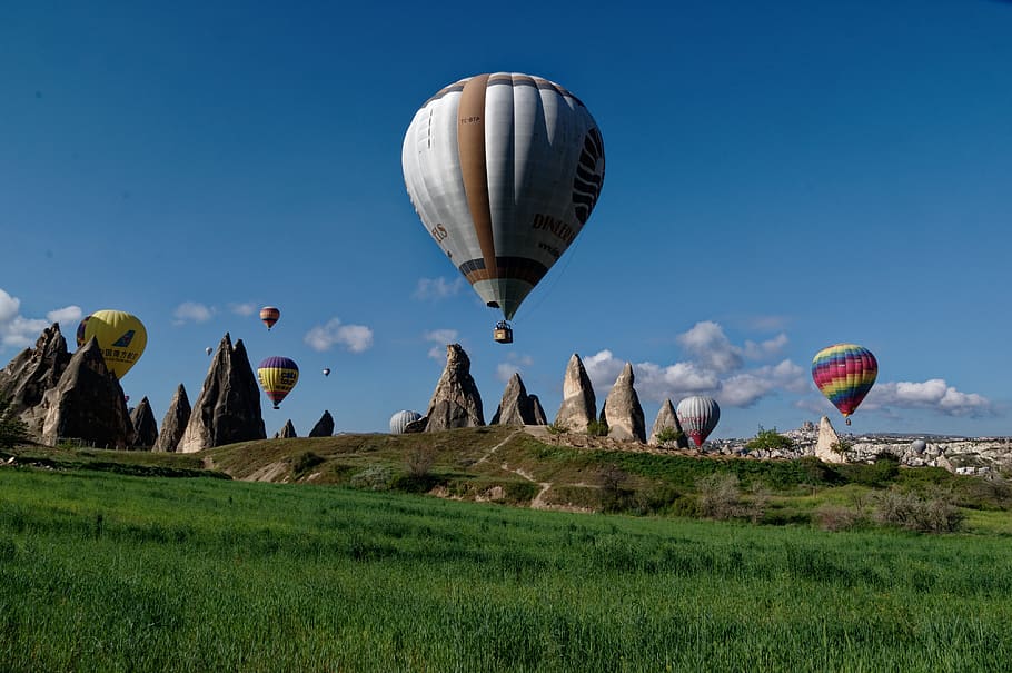 cappadocia, ball, hot-air ballooning, landscape, travel, anatolie, goreme, air vehicle, hot air balloon, sky