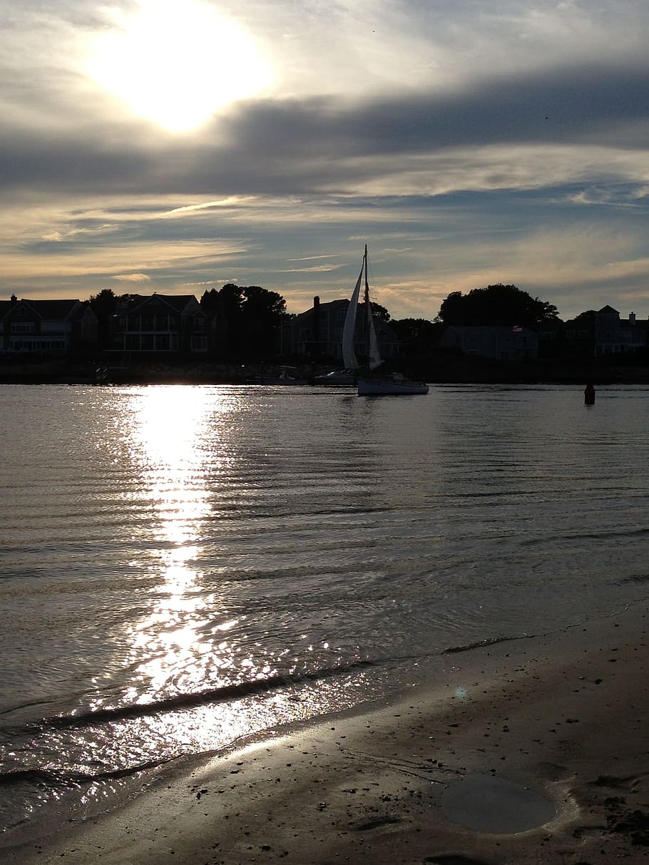 Night, Cape Cod, Sailing, Bay, Twilight, soft light, water, reflection, cloud - sky, built structure
