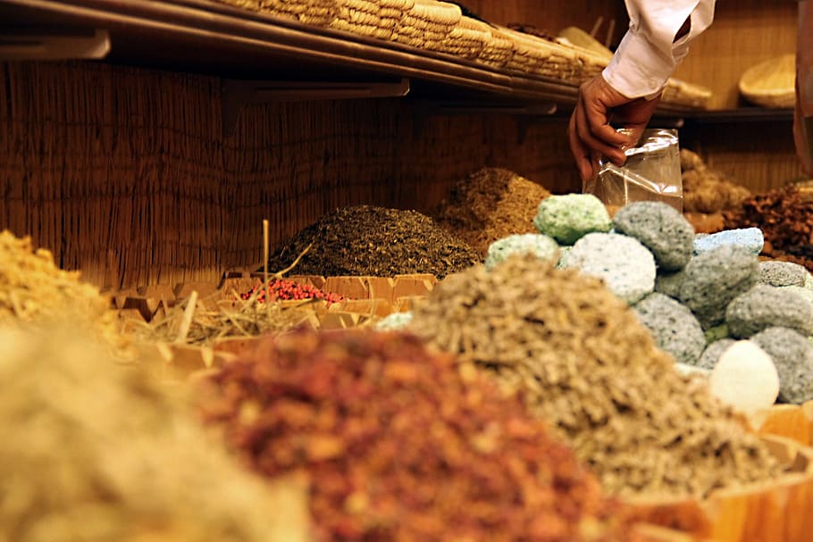 tee, spices, flowers, dried leaves, teas, bazaar, nature, food and drink, food, human body part