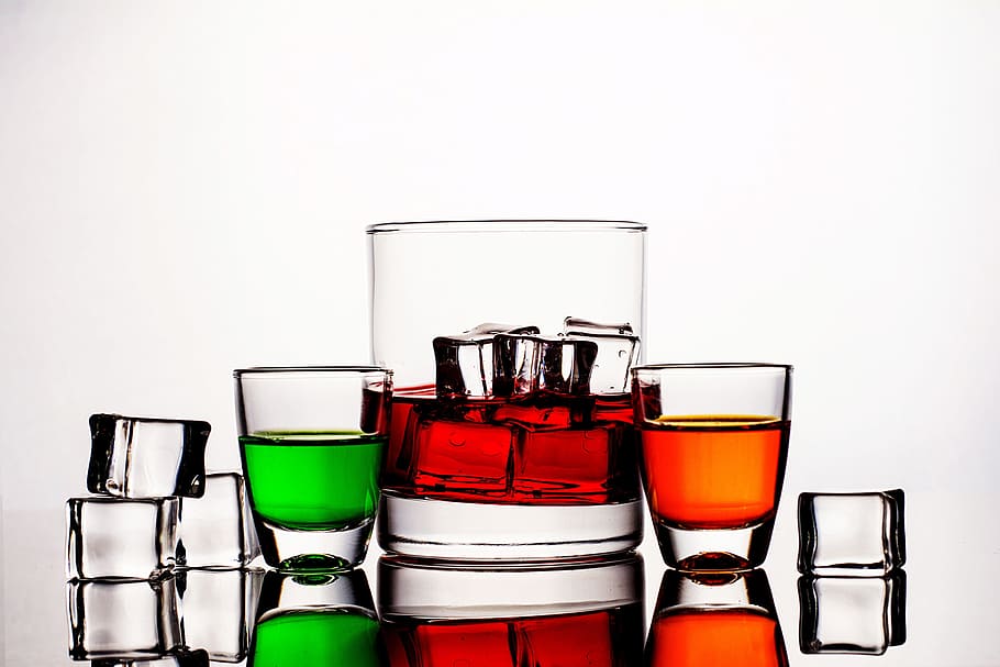 shot, glasses, drinks, Closeup, food/Drink, alcohol, party, red, liquid, drinking Glass