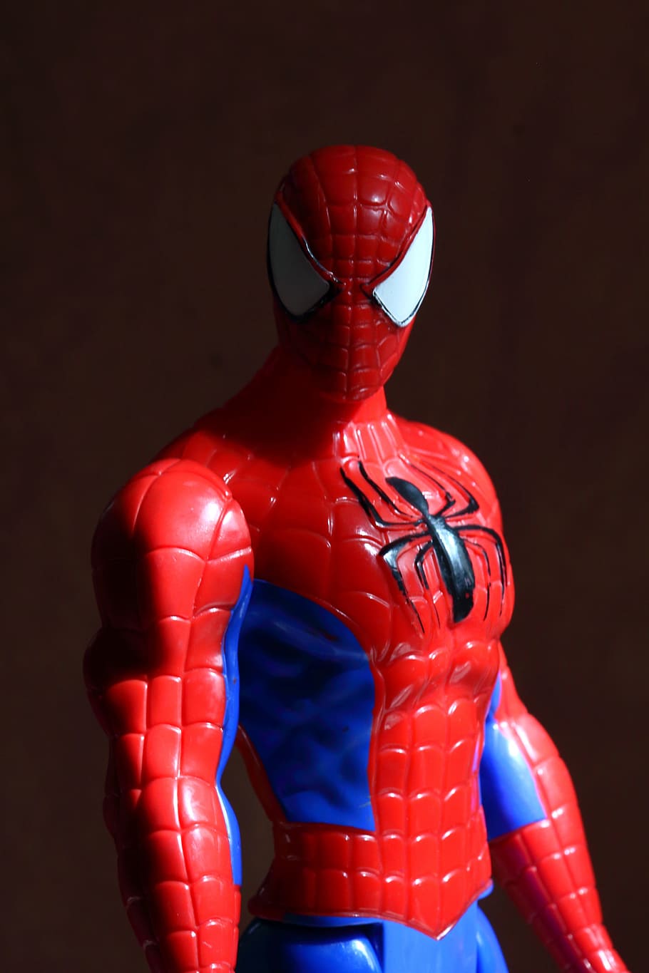 closeup, spider-man action figure, spider-man, toy, portrait, children, child, playing, play, fun