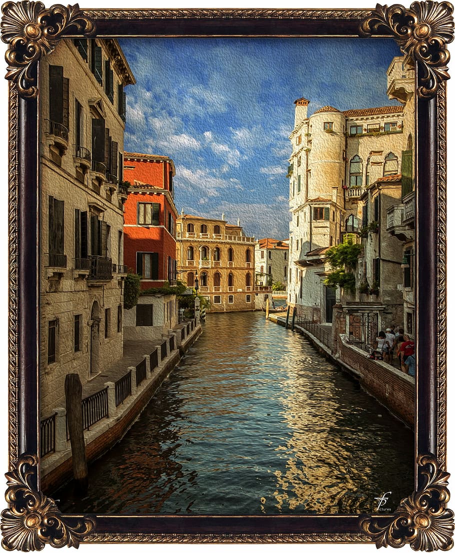 venezia town, digital, photography, Venezia, Town, Digital Photography, canal, gondola - traditional boat, architecture, cloud - sky